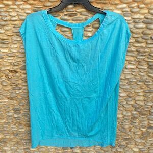 Chaser Teal Blue Open Back Slit Top. Size Small. NWT New!